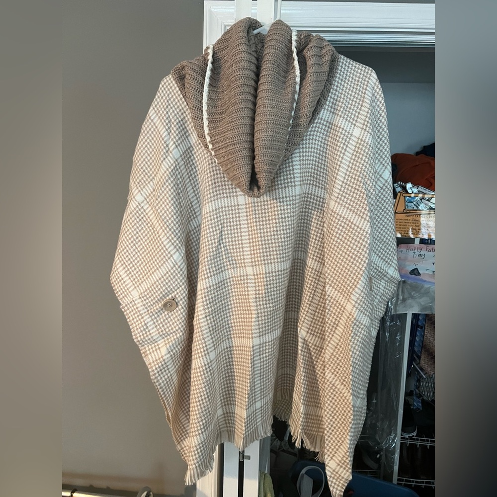 NEW—-Cowl neck sweater poncho